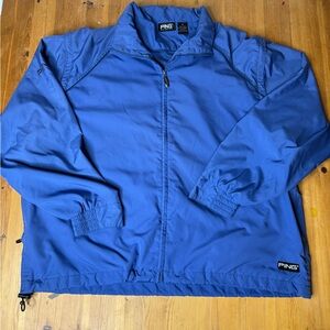 Ping Collection Men Sz M Golf FullZip Windbreaker Jacket Blue Removable sleeves